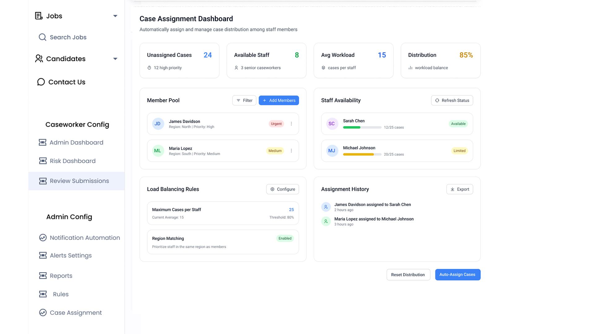 WorkTrack360 Caseload Tracking Dashboard Interface